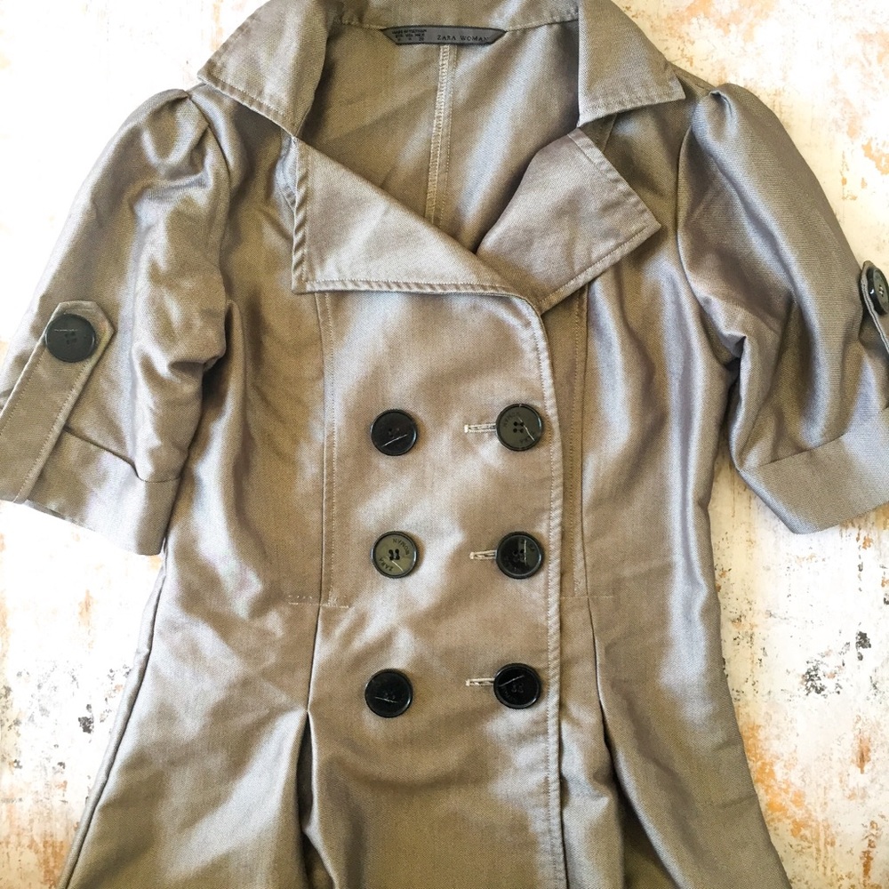 Zara Shiny Cotton Trench Coat Bronze